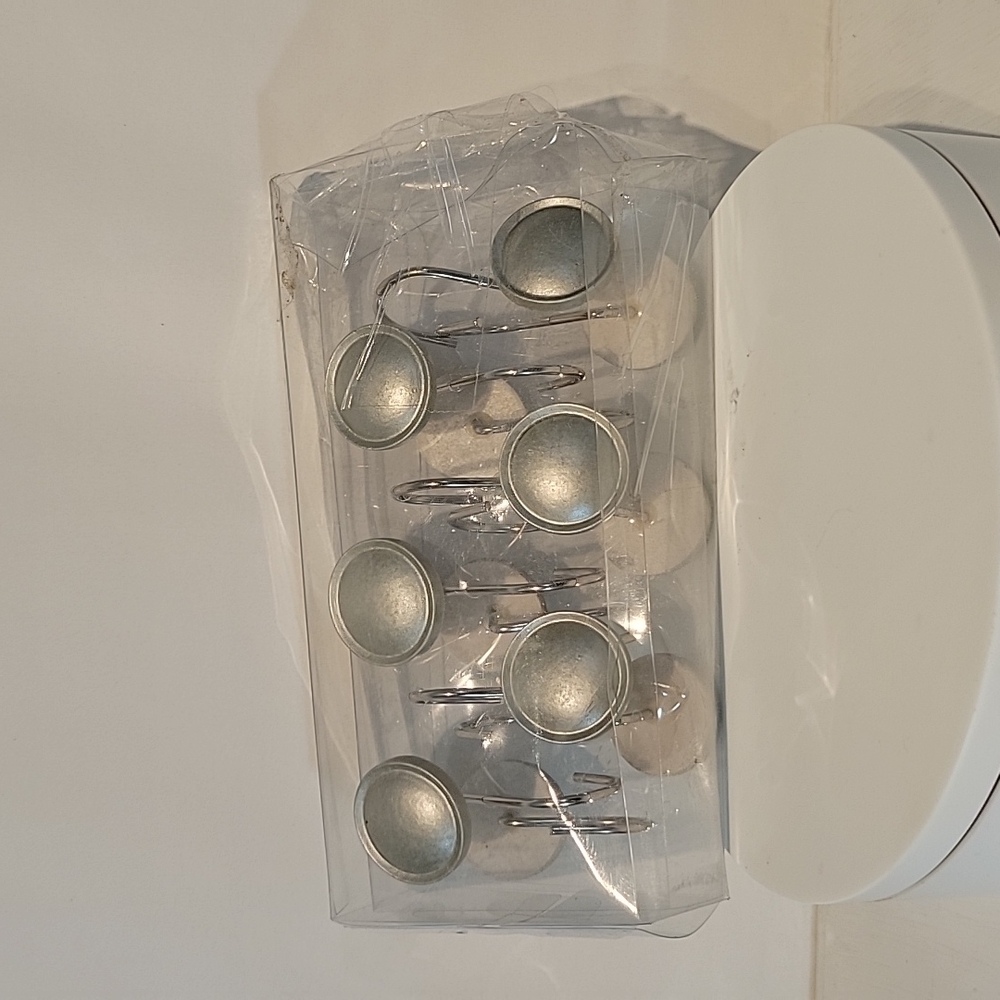 Silver Matte Button Dot Shower Curtain Hooks